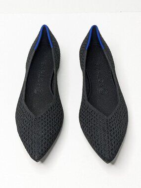 Rothy's The Point II Pointed Toe Ballet Flats Black Honeycomb Womens 10
